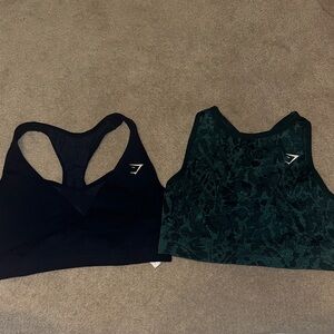 Gymshark Black and Dark Green Sports Bras